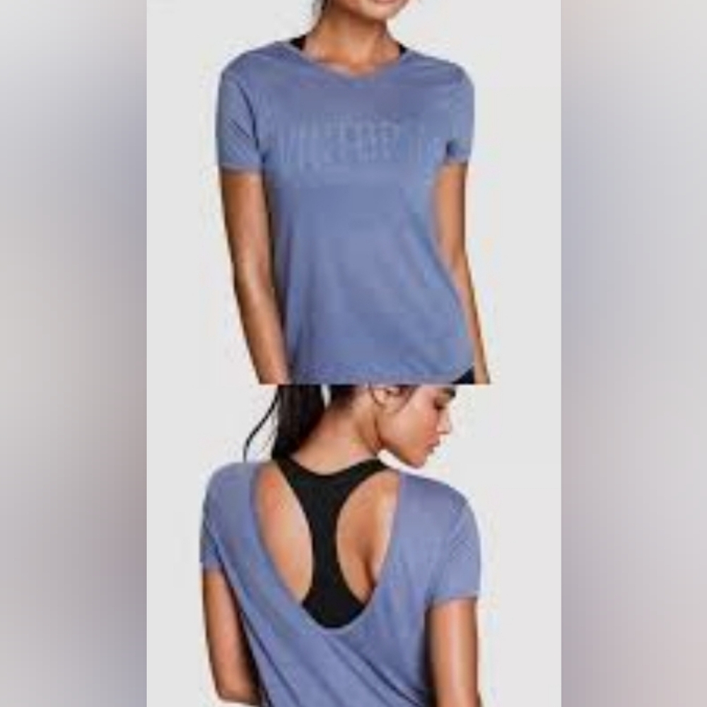 VINTAGE NEW VICTORIA'S SECRET SPORT SCOOP BACK TSHIRT TEE SIZE LARGE MANGO BLING